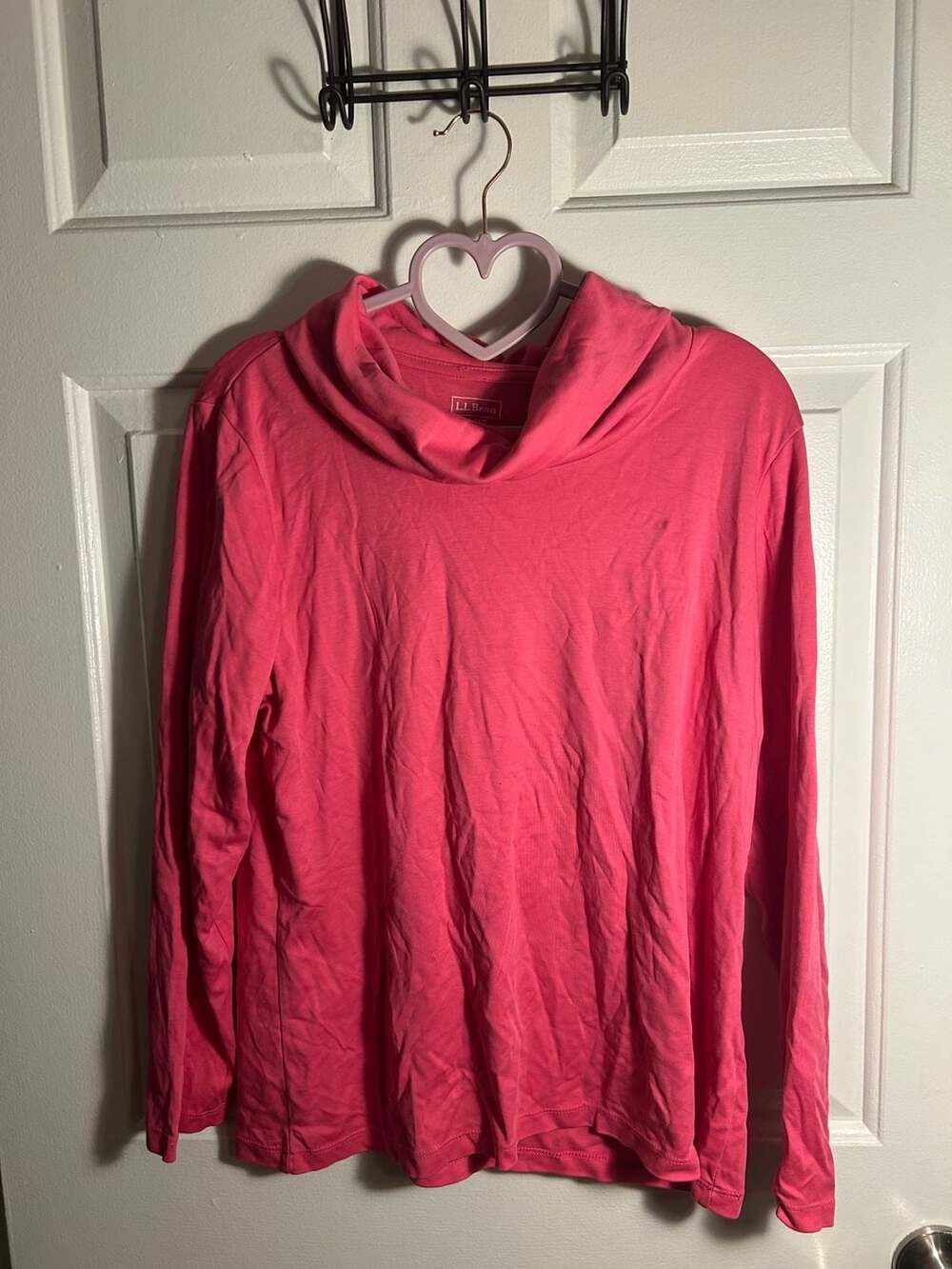 L.L.Bean Women's Supima Cotton Long Sleeve Cowl Neck Tunic Shirt Pink